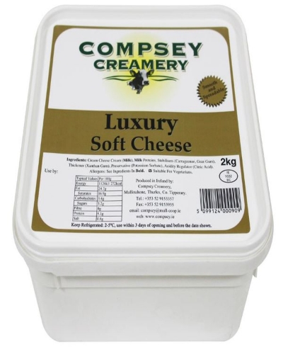 Picture of LUXURY SOFT CREAM CHEESE 2KG COMPSEY CREAMERY 24 % FAT CONTENT