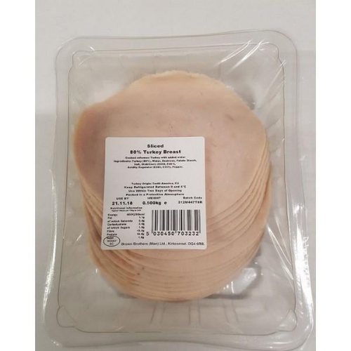 Picture of SLICED TURKEY 80% CAP 500G.