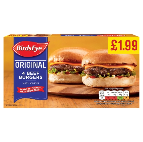 Picture of FROZEN BIRDS EYE 4 ORIGINAL BEEF BURGERS 10X227G £1.99 PMP