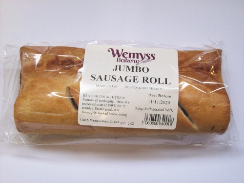 Picture of WEMYSS BAKERY JUMBO SAUSAGE  ROLL SINGLE