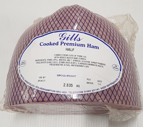 Picture of GILLS PLAIN COOKED PREMIUM HAM HALF 80% 2.5KG NOM