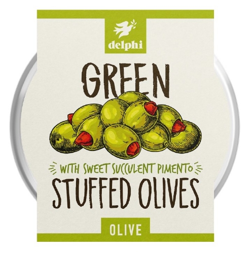 Picture of DELPHI GREEN STUFFED OLIVES WITH PIMENTO 160G