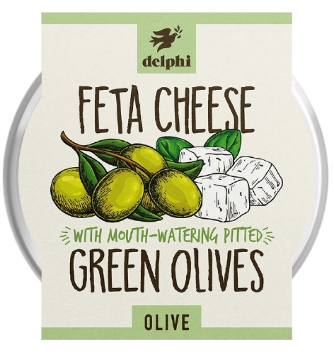 Picture of DELPHI FETA CHEESE WITH PITTED GREEN OLIVES 160G