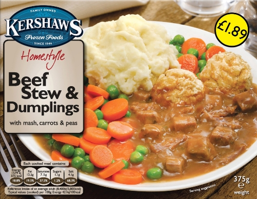 Picture of FROZEN KERSHAWS BEEF STEW & DUMPLINGS 6X400G £1.89 PMP