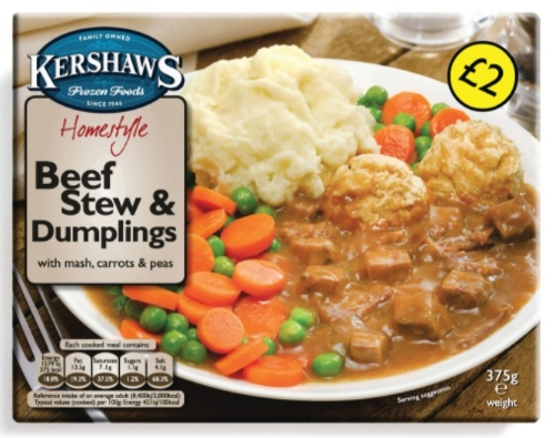 Picture of FROZEN KERSHAWS BEEF STEW & DUMPLINGS 12X400G £2.00 PMP