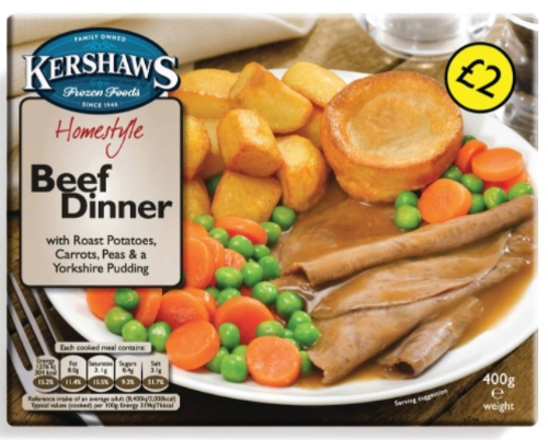 Picture of FROZEN KERSHAWS BEEF DINNER 12X400G £2.00 PMP