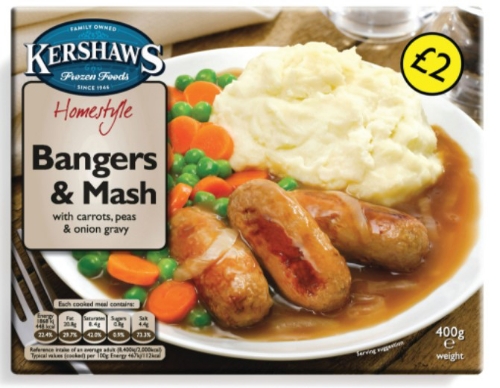 Picture of FROZEN KERSHAWS BANGERS & MASH 12X400G £2.00 PMP