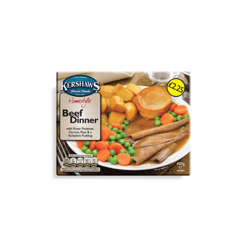 Picture of FROZEN KERSHAWS BEEF DINNER 12X400G £2.25 PMP