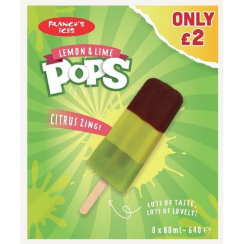 Picture of FROZEN FRANCOS LEMON & LIME POPS 8 PACK 8X640ML £2.00 PMP