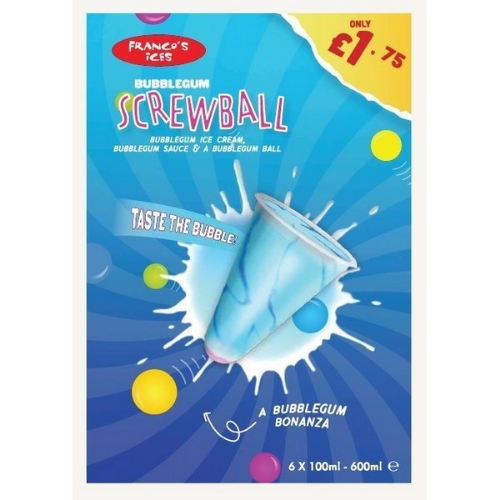 Picture of FROZEN FRANCOS SCREWBALL BUBBLEGUM 6 PACK 8X600ML £1.75 PMP