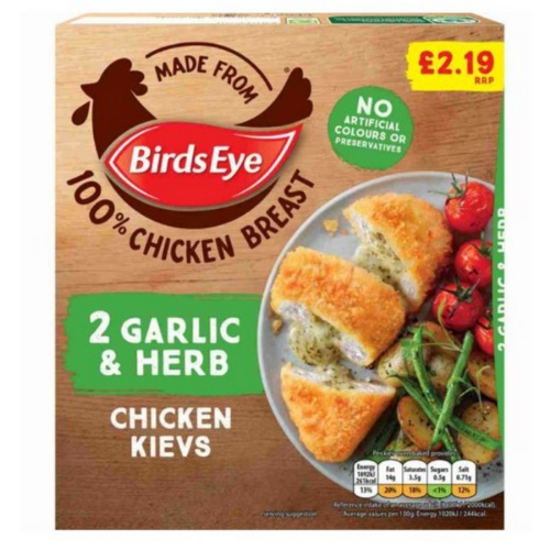 Picture of FROZEN BIRDS EYE 2 GARLIC & HERB CHICKEN KIEVS 8X210G £2.19 PMP