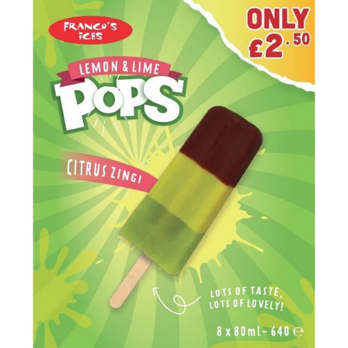 Picture of FROZEN FRANCOS LEMON & LIME POPS 8 PACK 8X640ML £2.50 PMP