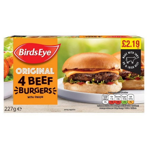 Picture of FROZEN BIRDS EYE 4 ORIGINAL BEEF BURGERS 10X227G £2.19 PMP