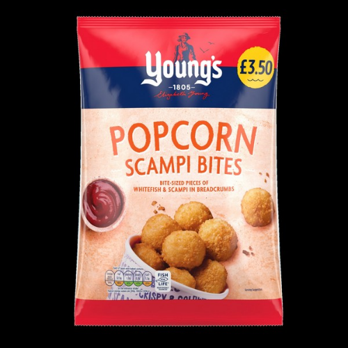 Picture of FROZEN YOUNGS POPCORN SCAMPI BITES 12X300G £3.50 PMP