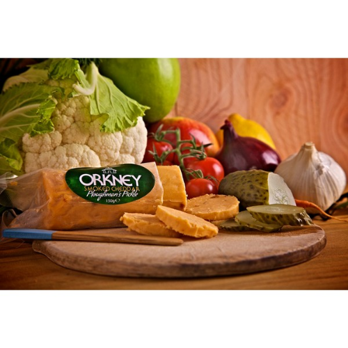 Picture of ORKNEY SMOKED CHEDDAR WITH PLOUGHMANS PICKLE 16X150G