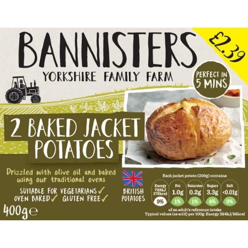 Picture of FROZEN BANNISTERS 2 JACKET POTATOES 8X400G £2.39 PMP