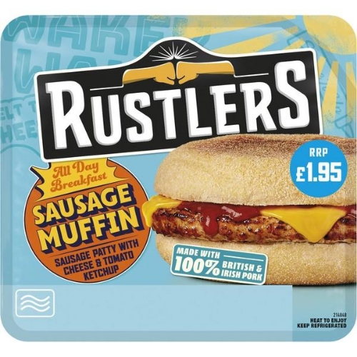 Picture of RUSTLERS BREAKFAST SAUSAGE MUFFIN 4x155G £1.95 PMP