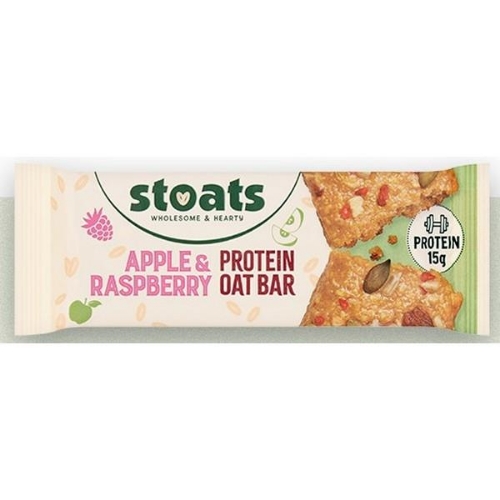 Picture of STOATS APPLE & RASPBERRY PROTEIN OAT BARS 16X80G 