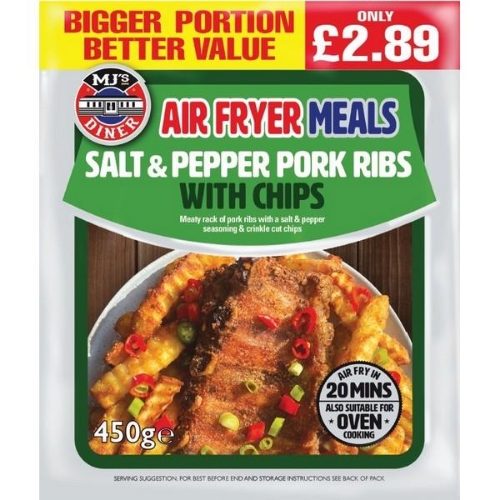 Picture of FROZEN MJS SALT & PEPPER PORK RIBS WITH CHIPS 12X450G £2.89 PMP 