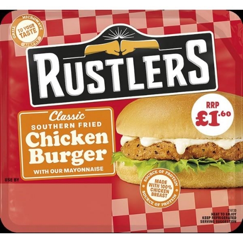 Picture of RUSTLERS SOUTHERN FRIED CHICKEN BURGER 4x127G £1.60 PMP