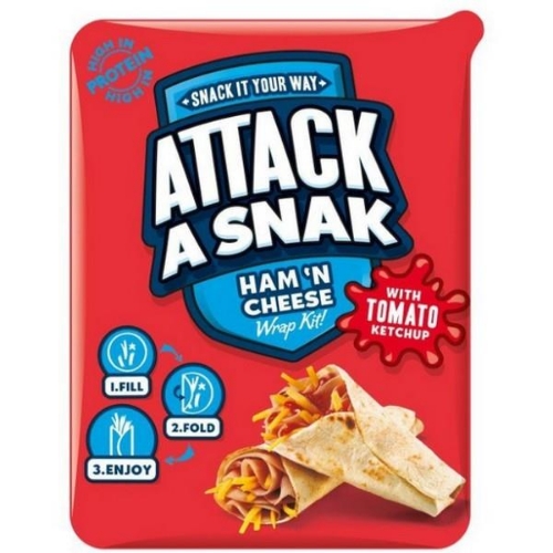 Picture of ATTACK A SNAK HAM & CHEESE WRAP KIT 9x86G