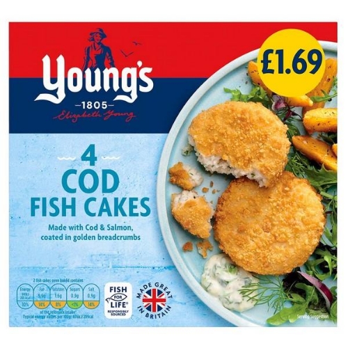Picture of FROZEN YOUNGS 4 COD FISH CAKES 12X200G £1.69 PMP