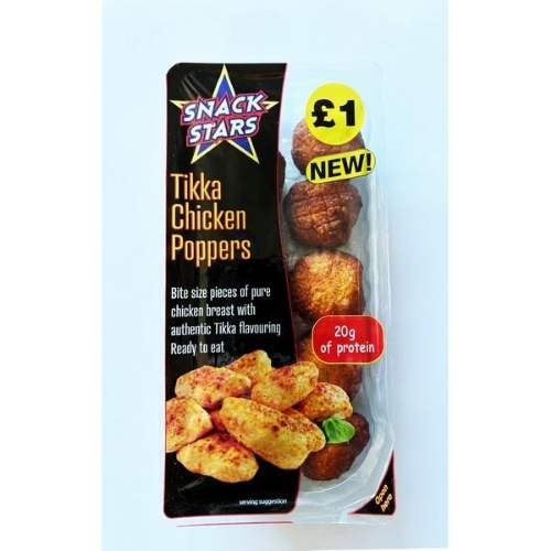 Picture of SNACK STARS TIKKA CHICKEN POPPERS 8X100G £1.00 PMP DFE