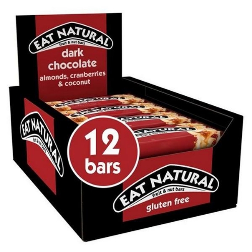 Picture of EAT NATURAL DARK CHOCOLATE WITH CRANBERRIES & ALMONDS 12x40G