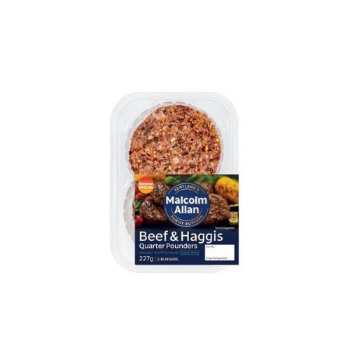 Picture of MALCOLM ALLAN BEEF & HAGGIS QUARTER POUNDERS 227G