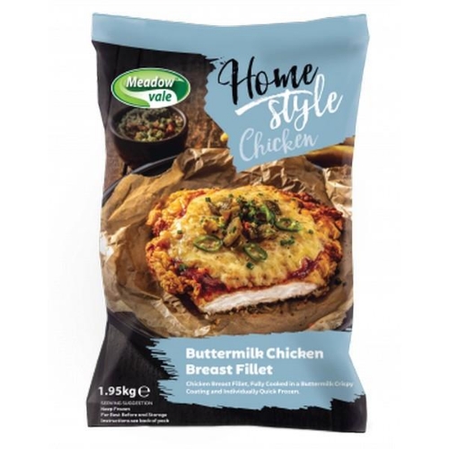Picture of FROZEN MEADOW VALE HOMESTYLE BUTTERMILK CHICKEN BREAST FILLETS 150G 2X1.95KG HALAL