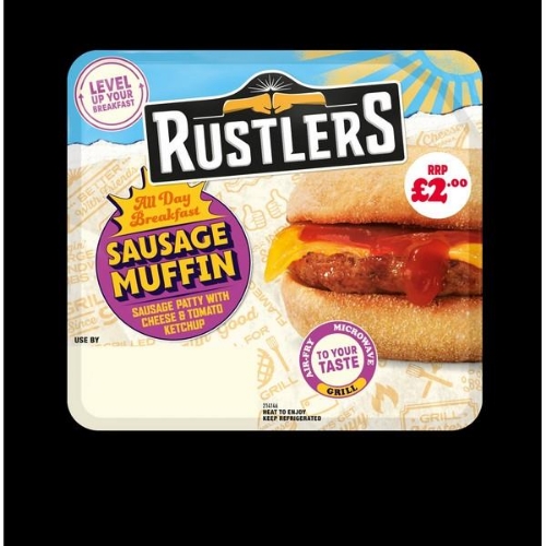 Picture of RUSTLERS BREAKFAST SAUSAGE MUFFIN 4x155G £2.00 PMP