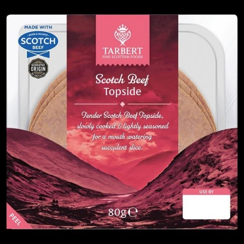 Picture of TARBERT SLICED SCOTCH TOPSIDE OF BEEF 80G