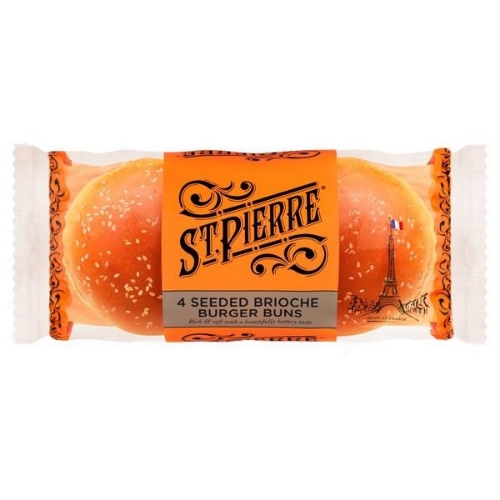 Picture of ST PIERRE 4 SEEDED BRIOCHE BURGER BUNS 9X250G